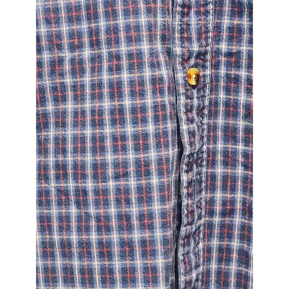 L.L.Bean Mens Plaid Long Sleeve Button-Down Shirt L 100% Cotton Blue/Red - Picture 7 of 12